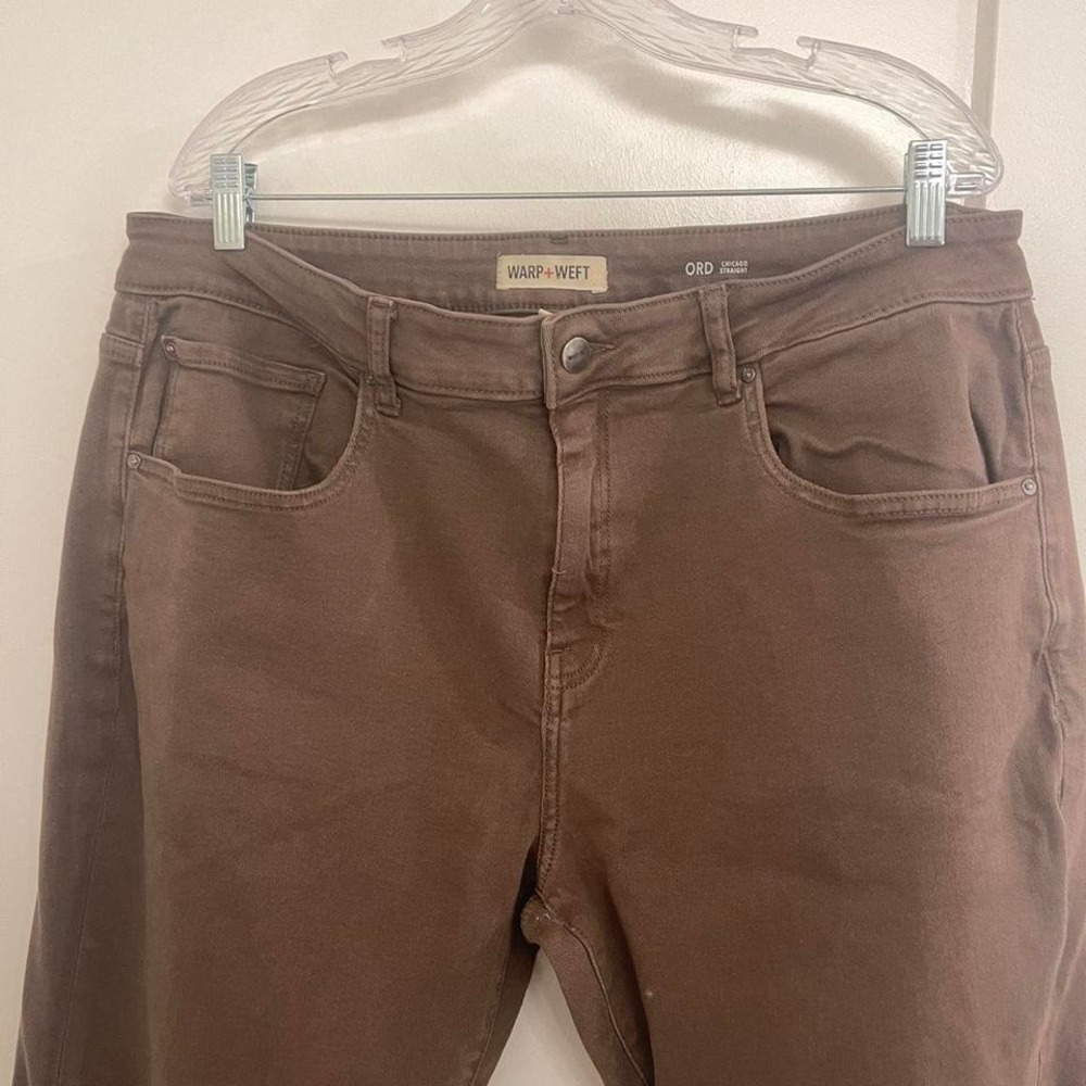 Warp & Weft Men's Brown Pants Classic Minimalist Casual Preppy